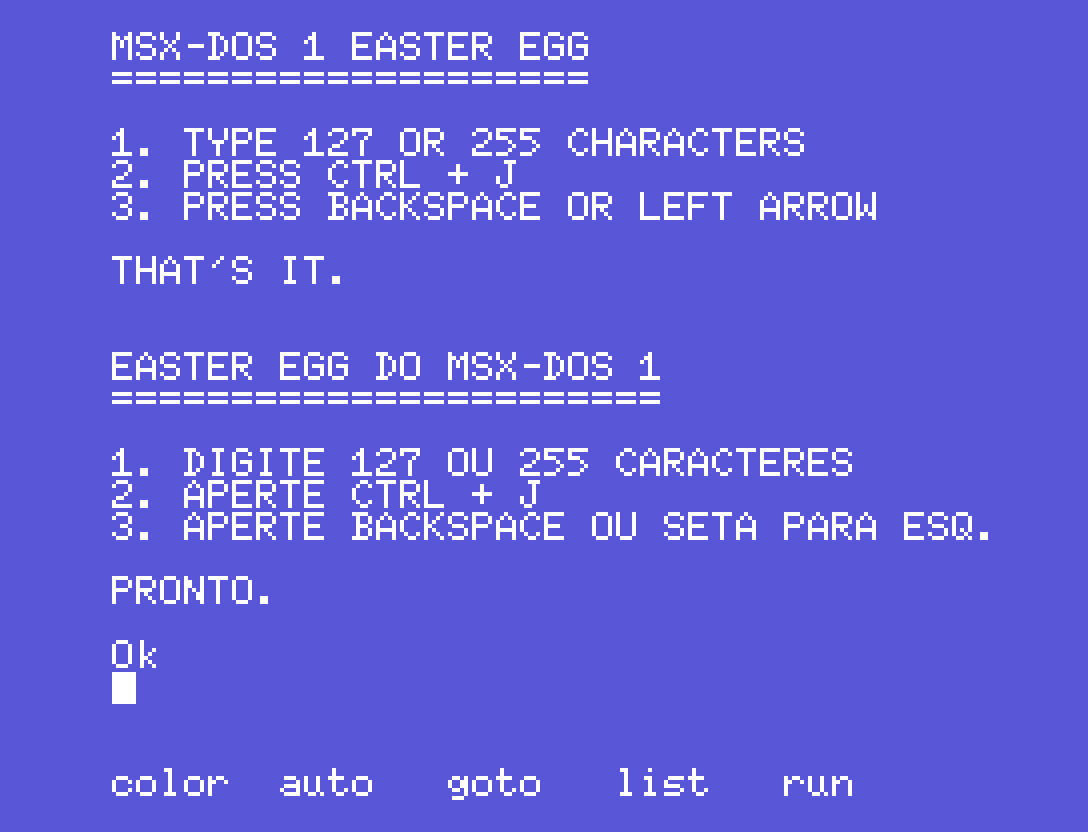 Easter egg do MSX-DOS 1: vídeo novo no canal da Clube MSX | Revista Clube MSX