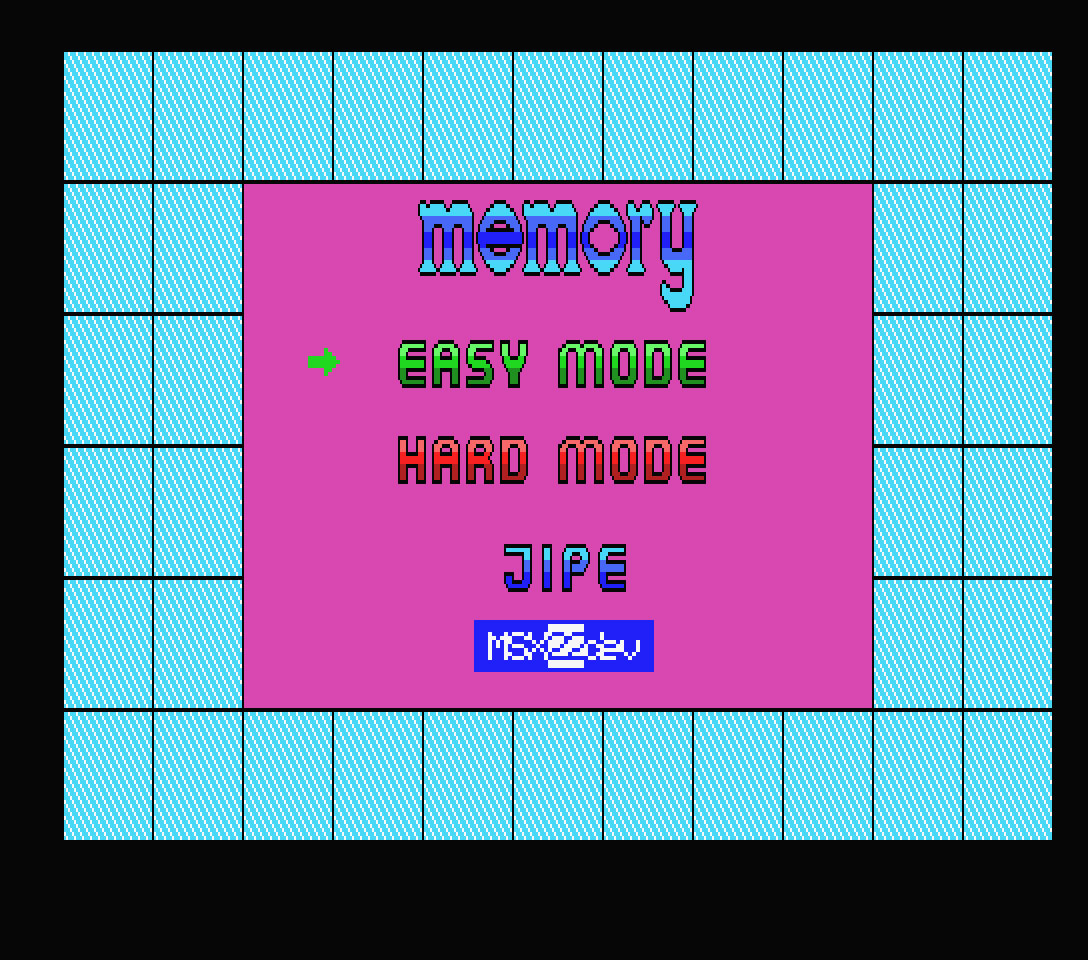Memory: décimo quinto jogo inscrito na MSXdev22 | Revista Clube MSX